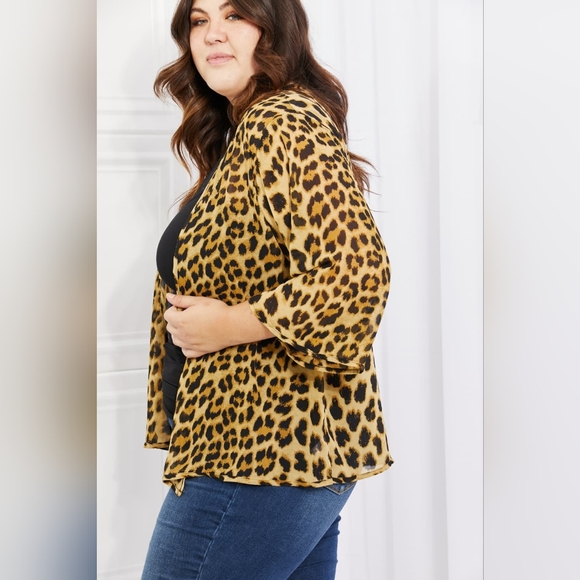 Melody Wild Muse Full Size Animal Print Kimono in Brown - Picture 4 of 5